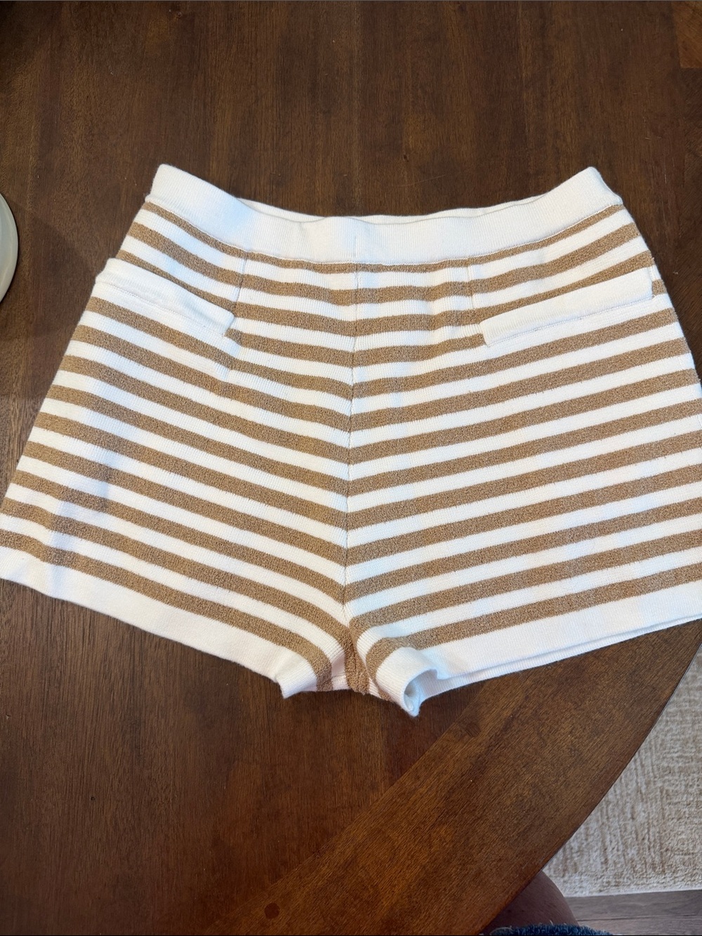 Posse Striped Knit Women's Shorts in White and Tan